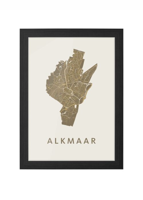 alkmaar stadskaart poster ingelijst in zwarte lijst
