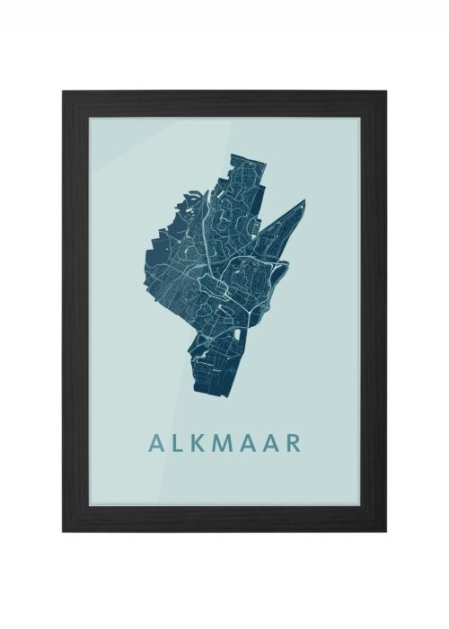 alkmaar stadskaart poster ingelijst in zwarte lijst