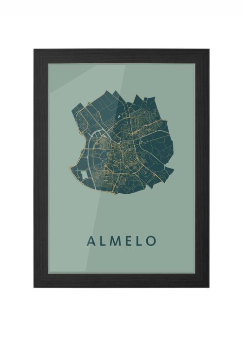 almelo stadskaart poster ingelijst in zwarte lijst