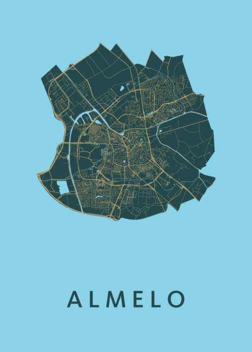 Almelo Stadskaart poster Azure