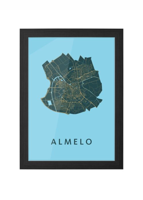 almelo stadskaart poster ingelijst in zwarte lijst