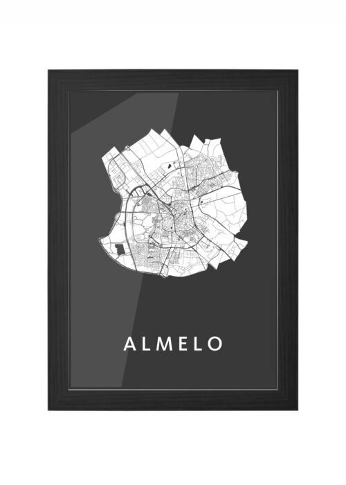 almelo stadskaart poster ingelijst in zwarte lijst