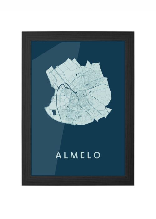 almelo stadskaart poster ingelijst in zwarte lijst