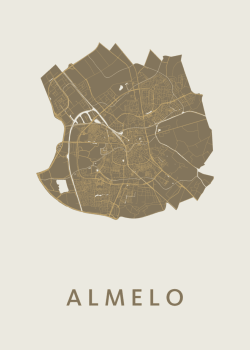 Almelo Stadskaart poster Gold