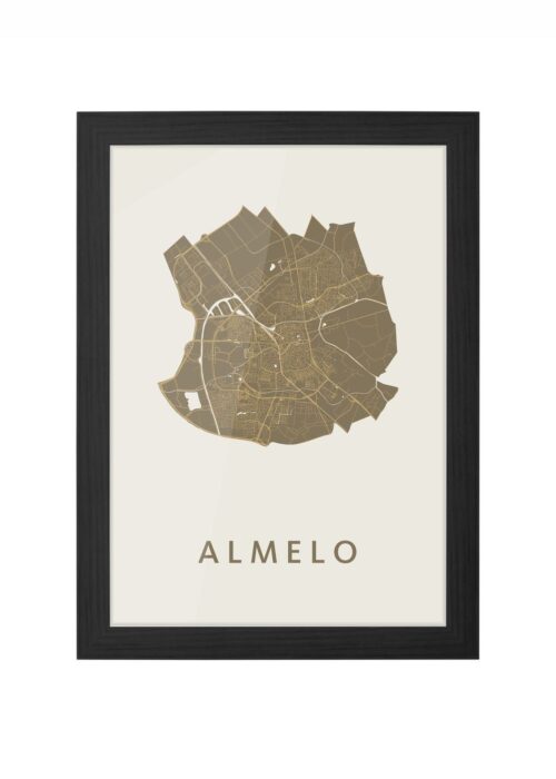 almelo stadskaart poster ingelijst in zwarte lijst