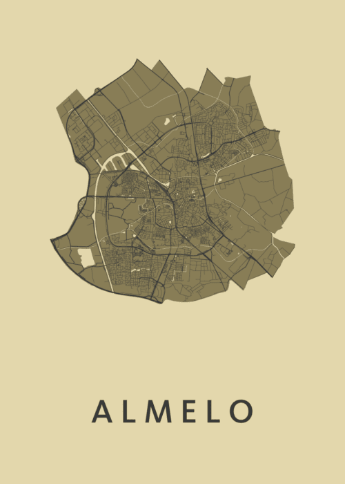 Almelo Stadskaart poster GoldenRod