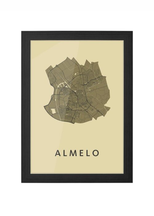 almelo stadskaart poster ingelijst in zwarte lijst