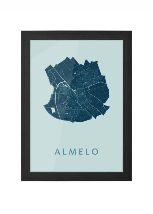 almelo stadskaart poster ingelijst in zwarte lijst