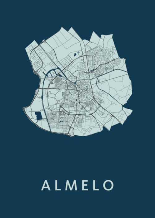 Almelo Stadskaart poster Navy