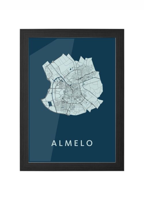 almelo stadskaart poster ingelijst in zwarte lijst