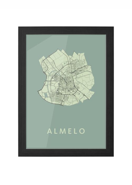 almelo stadskaart poster ingelijst in zwarte lijst
