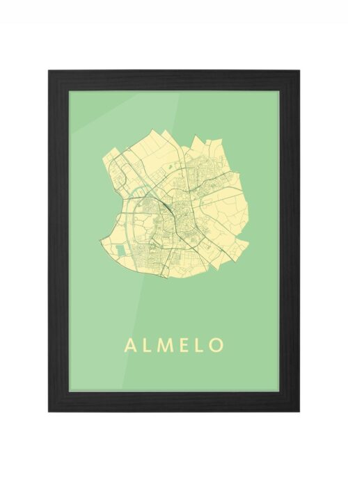 almelo stadskaart poster ingelijst in zwarte lijst
