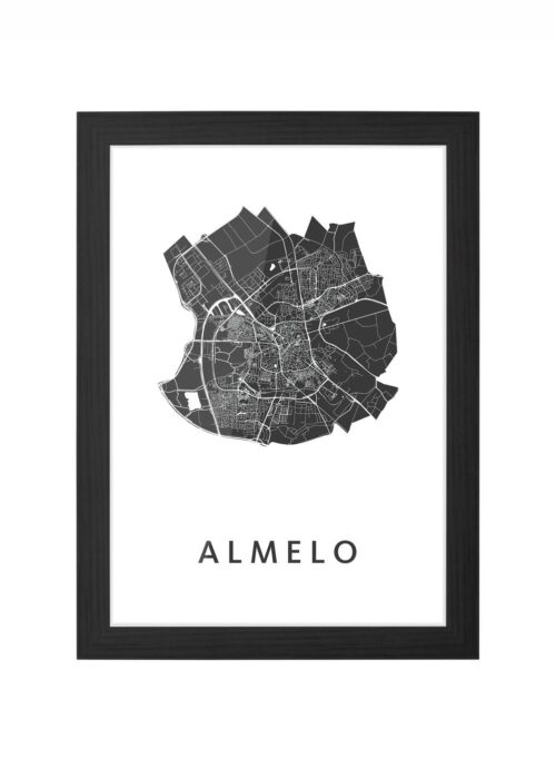 almelo stadskaart poster ingelijst in zwarte lijst