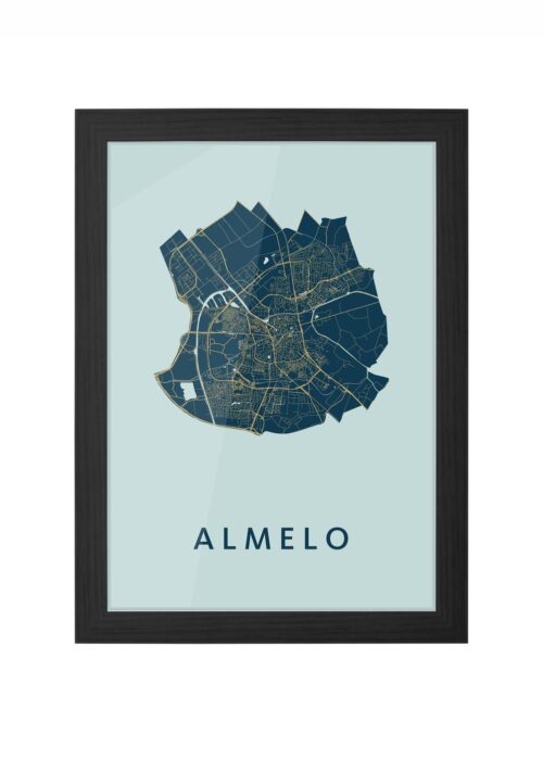 almelo stadskaart poster ingelijst in zwarte lijst