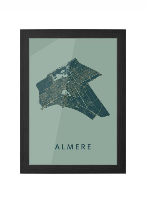 almere stadskaart poster ingelijst in zwarte lijst