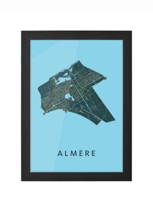 almere stadskaart poster ingelijst in zwarte lijst