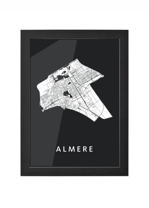 almere stadskaart poster ingelijst in zwarte lijst
