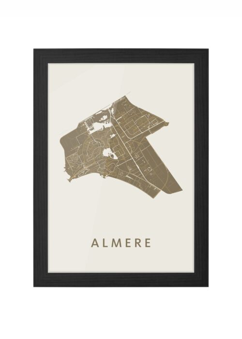 almere stadskaart poster ingelijst in zwarte lijst