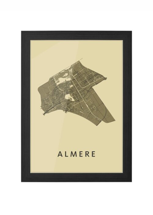 almere stadskaart poster ingelijst in zwarte lijst