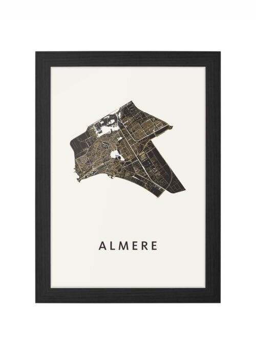 almere stadskaart poster ingelijst in zwarte lijst