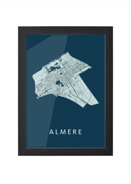 almere stadskaart poster ingelijst in zwarte lijst