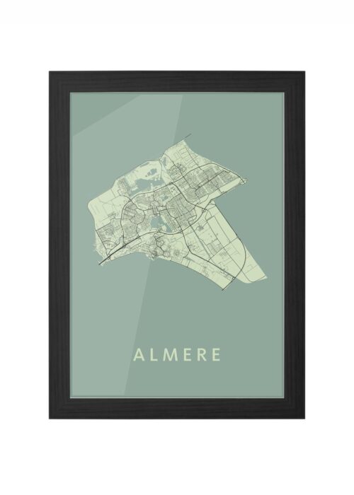 almere stadskaart poster ingelijst in zwarte lijst