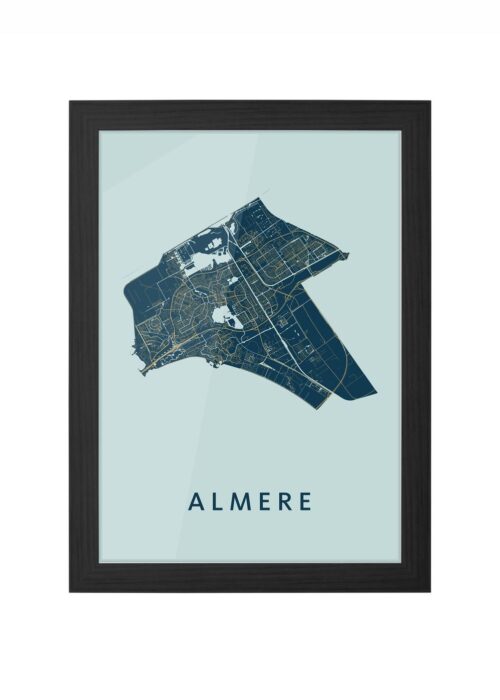 almere stadskaart poster ingelijst in zwarte lijst