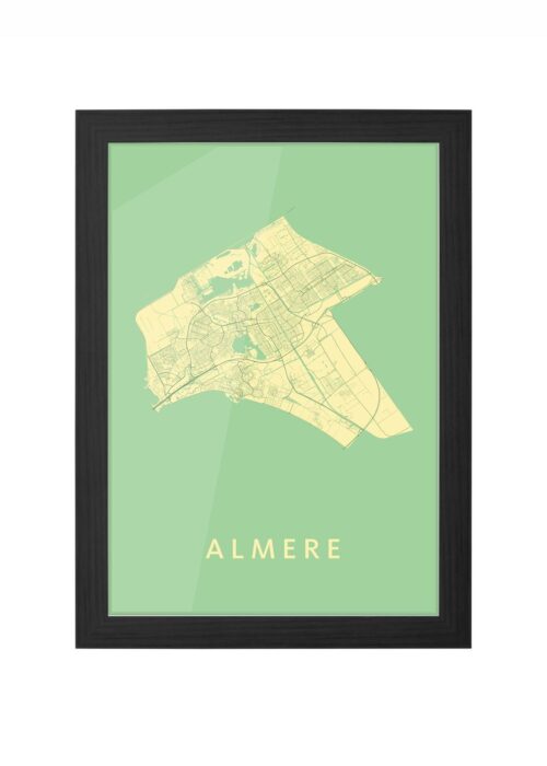 almere stadskaart poster ingelijst in zwarte lijst