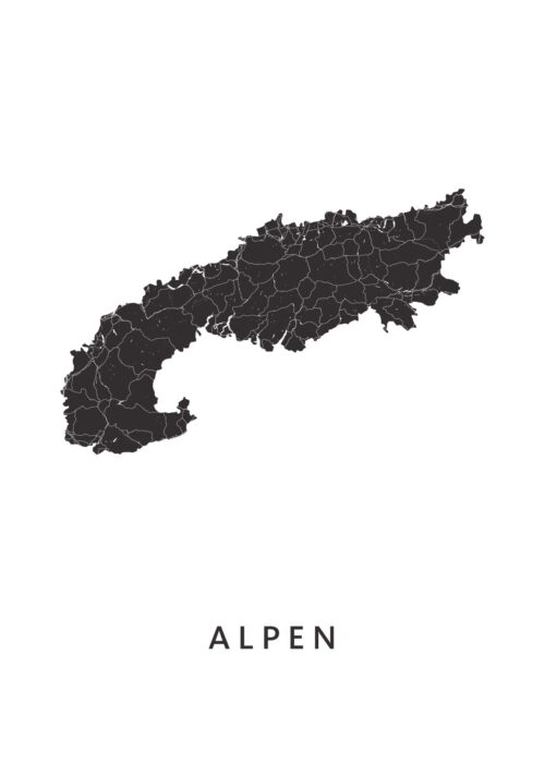 Alpen bergketen Regiokaart Poster