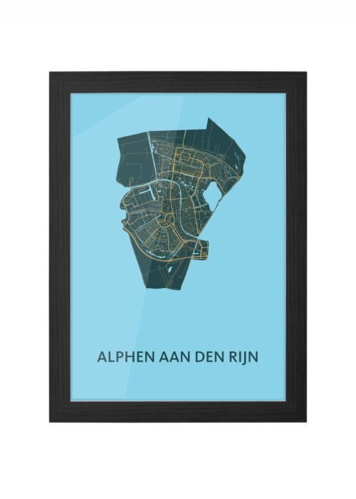 alphen aan den rijn stadskaart poster ingelijst in zwarte lijst