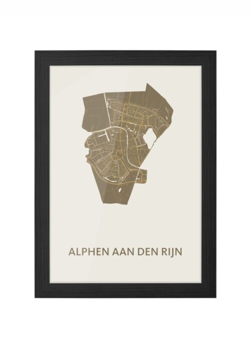 alphen aan den rijn stadskaart poster ingelijst in zwarte lijst