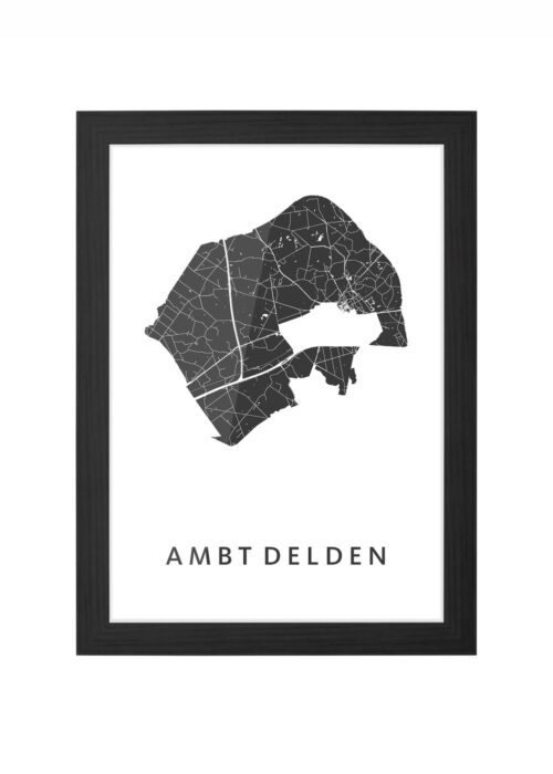 ambt delden stadskaart poster ingelijst in zwarte lijst
