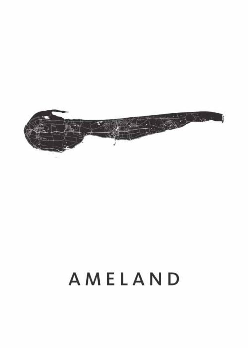 Ameland Stadskaart poster White