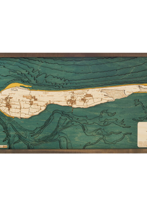 Ameland 3D Reliëf Wandkaart van hout - 81,0 x 40,5 x 6,0 cm