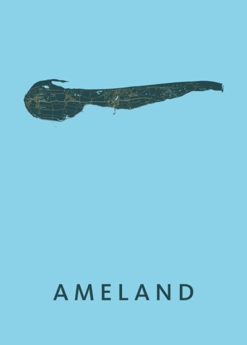 Ameland Stadskaart poster Azure