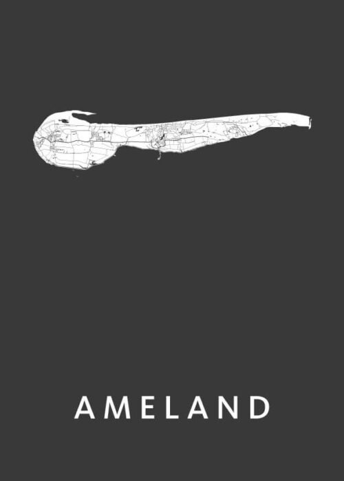 Ameland Stadskaart poster Black