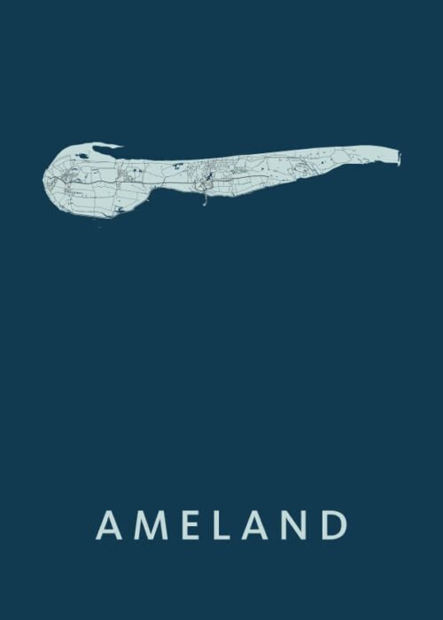 Ameland Stadskaart poster Navy