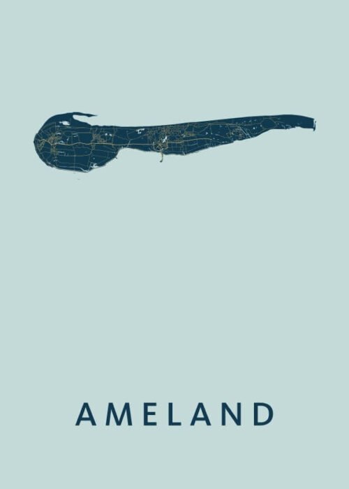 Ameland Stadskaart poster Prussian