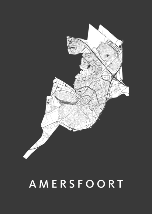 Amersfoort stadskaart poster Black