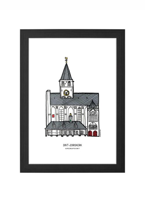sint lijntekening poster ingelijst in zwarte lijst