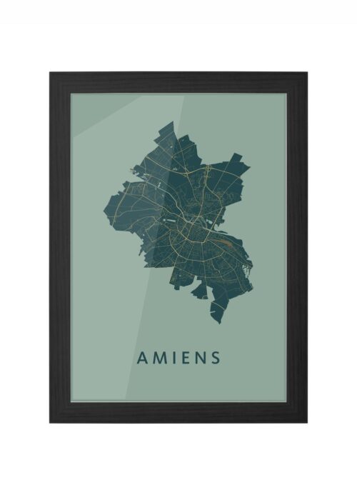 amiens stadskaart poster ingelijst in zwarte lijst