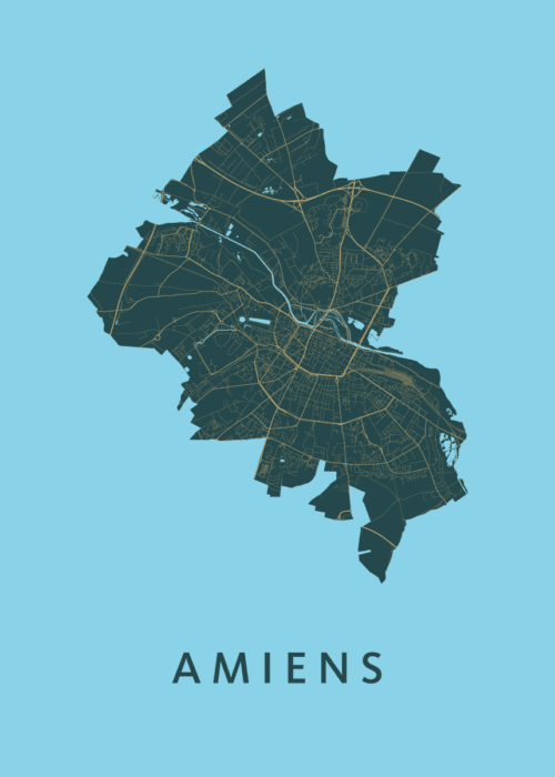 Amiens Stadskaart - Azure poster