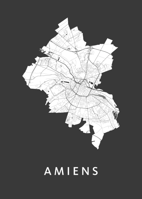 Amiens Stadskaart - Black poster