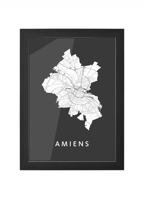 amiens stadskaart poster ingelijst in zwarte lijst