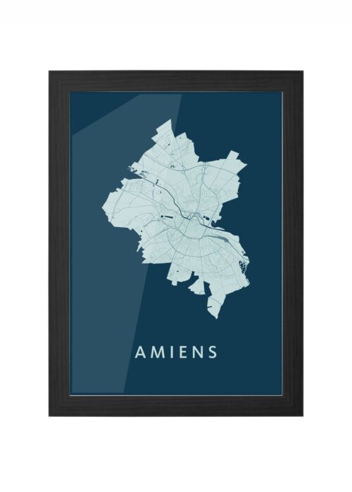 amiens stadskaart poster ingelijst in zwarte lijst
