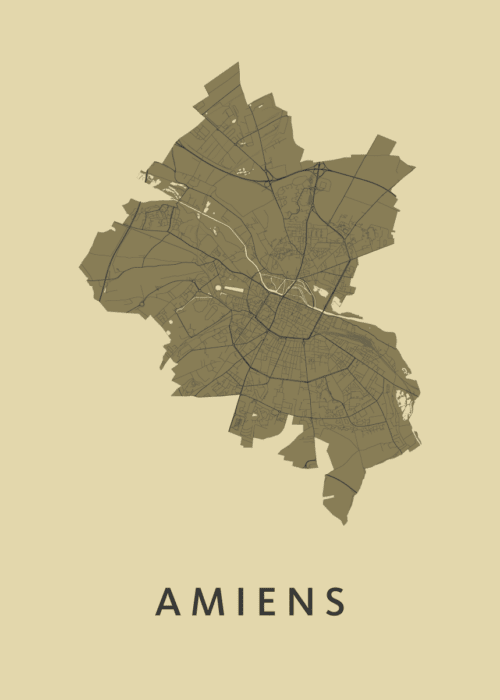 Amiens Stadskaart - GoldenRod poster