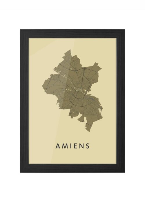 amiens stadskaart poster ingelijst in zwarte lijst