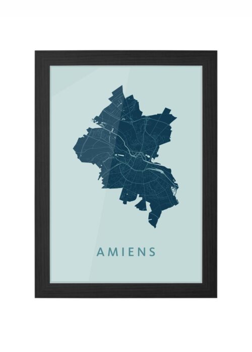 amiens stadskaart poster ingelijst in zwarte lijst