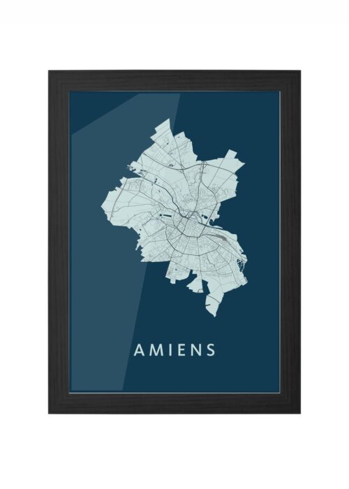 amiens stadskaart poster ingelijst in zwarte lijst