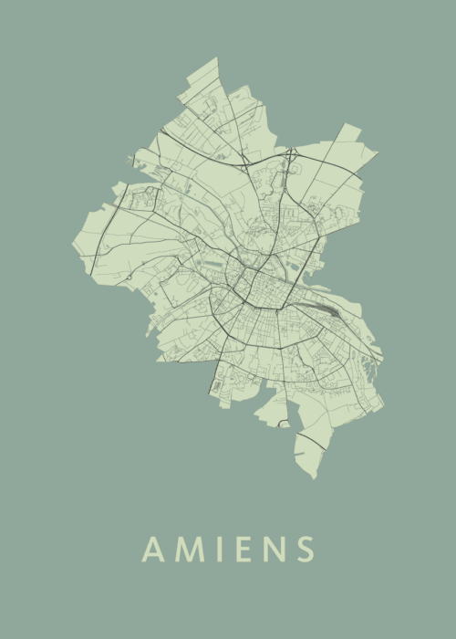 Amiens Stadskaart - Olive poster